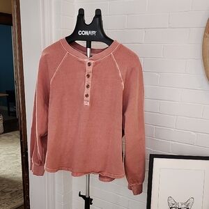 Old Navy Women's Dusty Rose Henley Sweatshirt